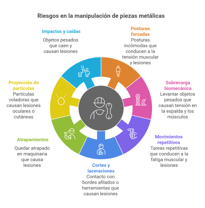 Riesgos ergonómicos Y MECANICOS piezas metálicas