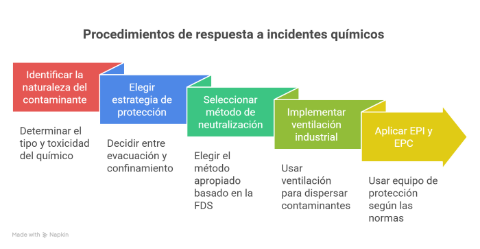 Procedimientos técnicos de respuesta inmediata ante incidentes químicos