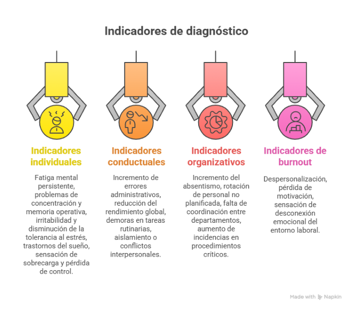 Indicadores clave de estrés, fatiga y burnou