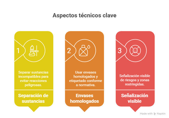 Almacenamiento, etiquetado productos quimicos